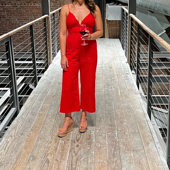 COPY - ASTR Izzy the Notch Neck Red Jumpsuit - Picture 4 of 4